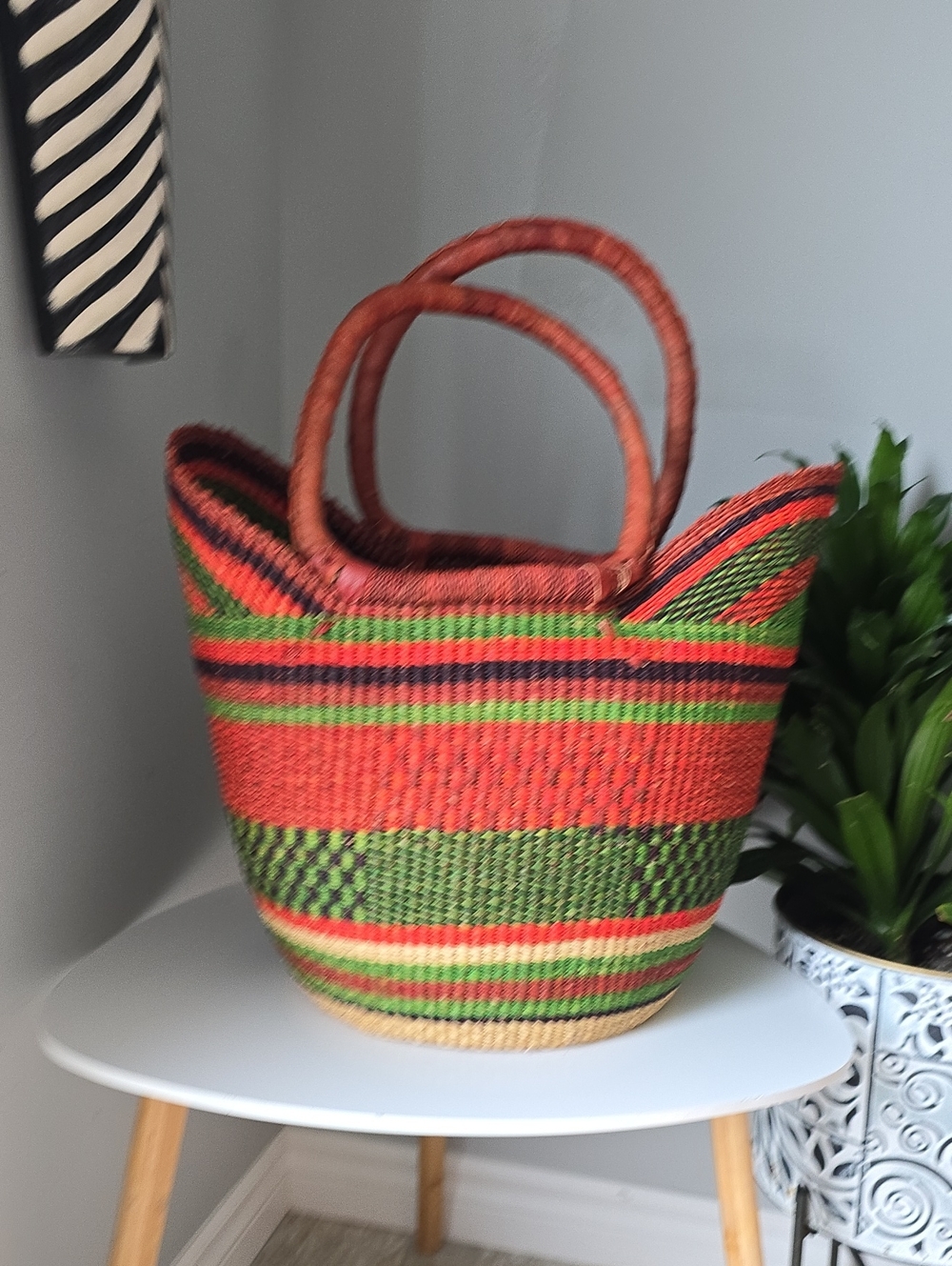 110 Woven Basket  in Red and Green